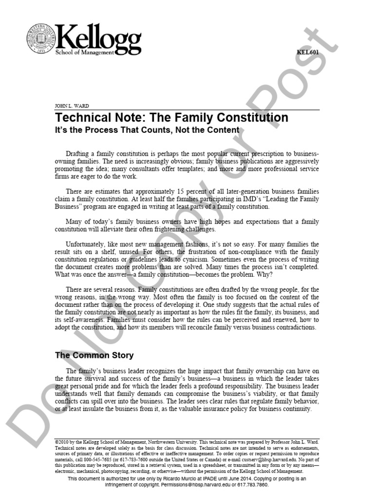 The Family Constitution (John Ward) | PDF | Leadership | Copyright