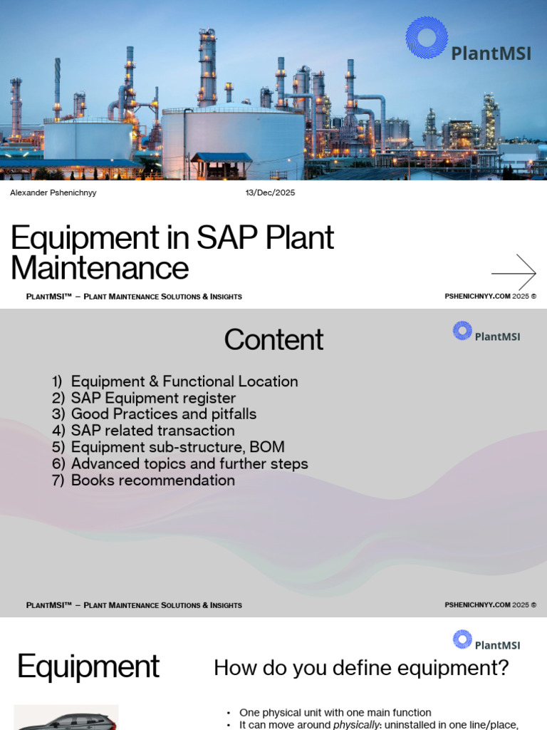 Equipment in SAP Plant Maintenance v.2 | PDF