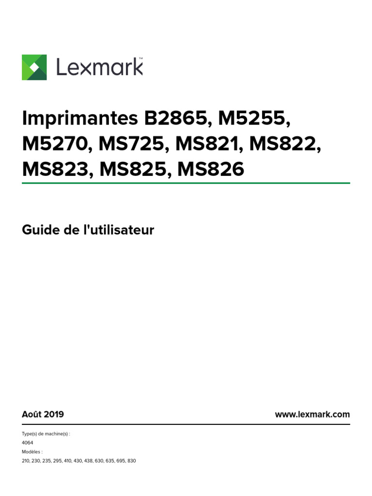 Lexmark B2865 M5255 M5270 MS725 MS821 MS822 MS823 MS825 MS826 ...