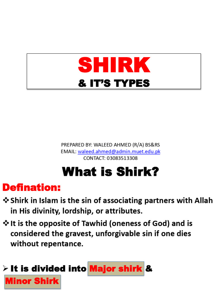 Shirk & It's Types | PDF | Tawhid | Religious Faiths