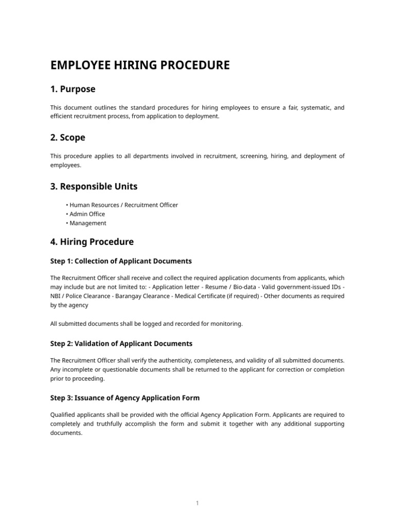 Employee Hiring Procedure | PDF | Recruitment | Employment