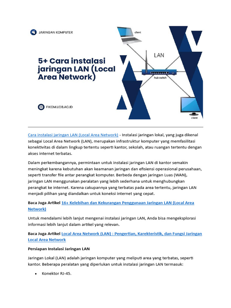 Cara Instalasi Jaringan LAN | PDF
