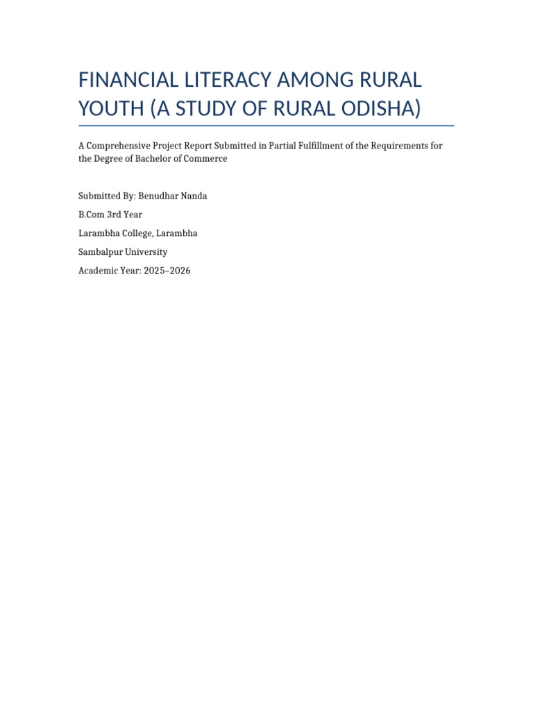 Financial Literacy Among Rural Youth Topper Level Project | PDF ...