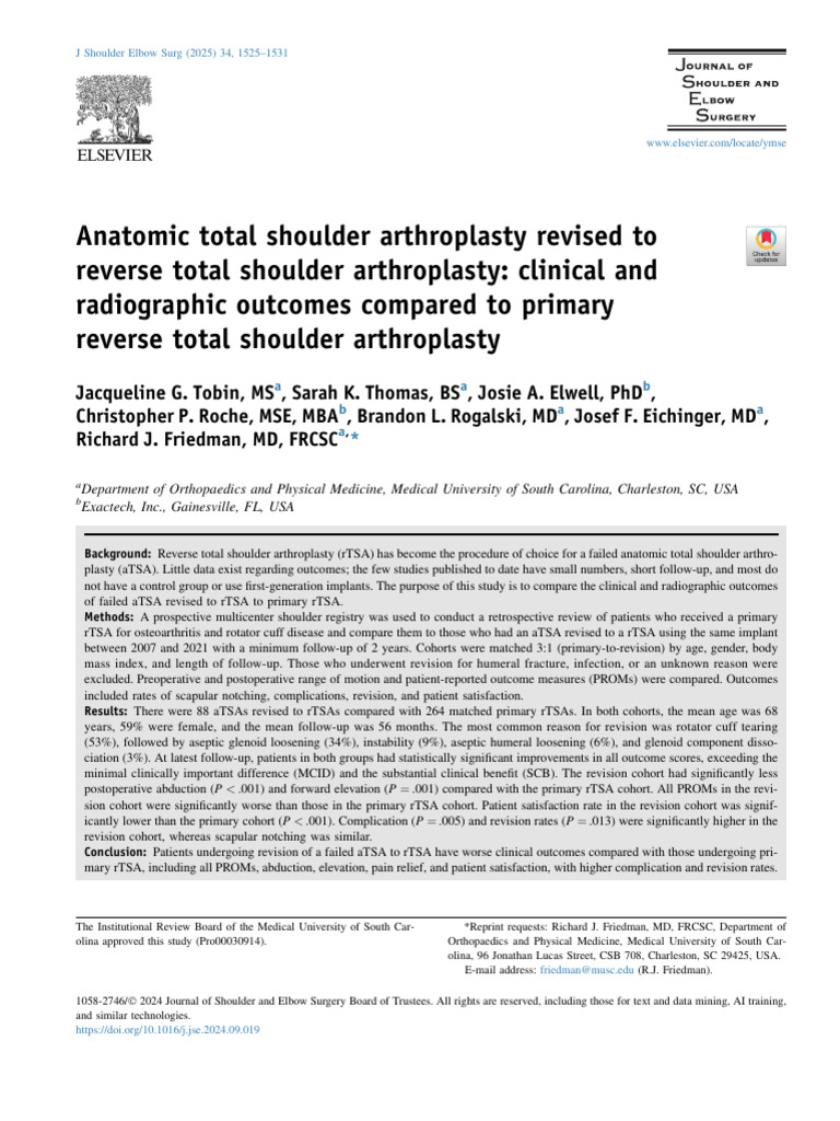 Anatomic Total Shoulder Arthroplasty Revised To Re | PDF | Shoulder ...