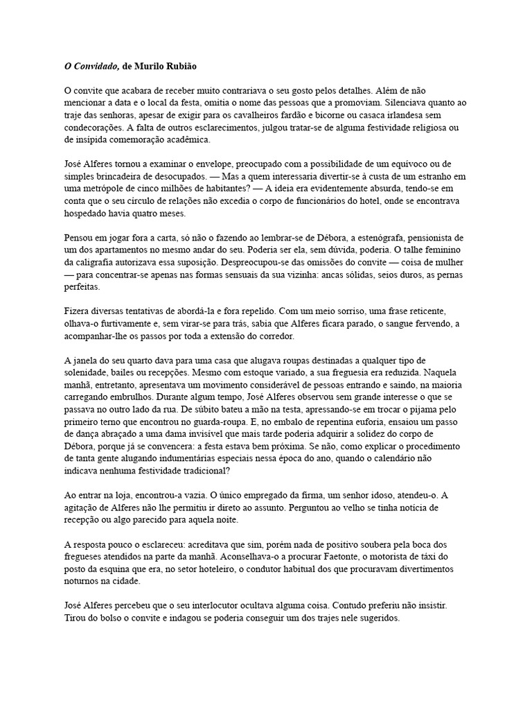 O Convidado, Murilo Rubião | PDF