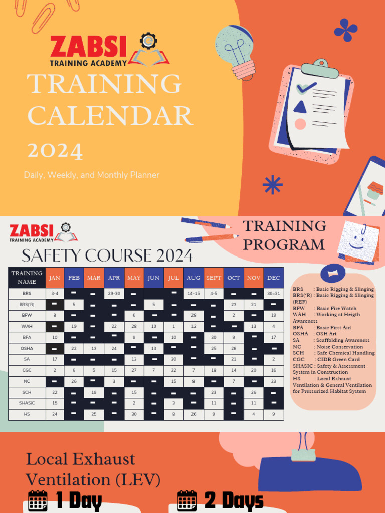 Training Calendar 2024 | PDF | Occupational Safety And Health | Safety