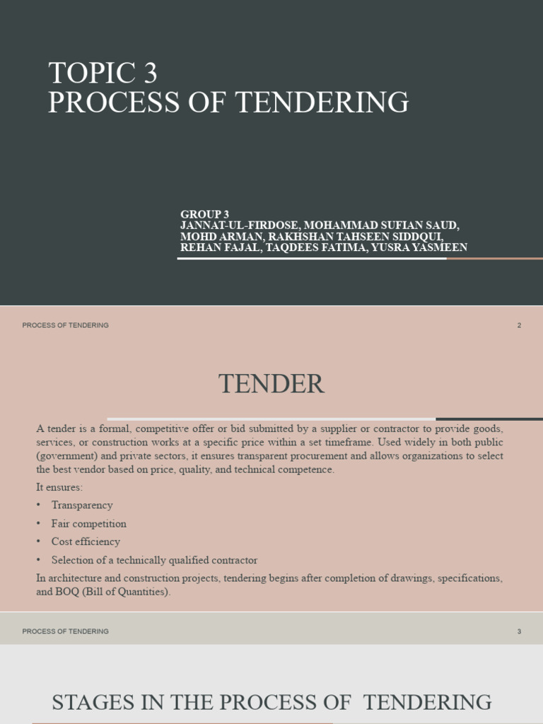Process of Tendering | PDF