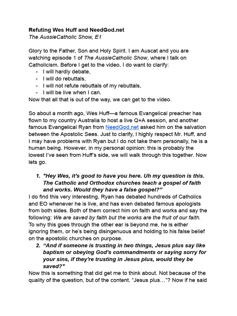 Refuting Wes Huff and NeedGod | PDF | Grace In Christianity | Catholic ...
