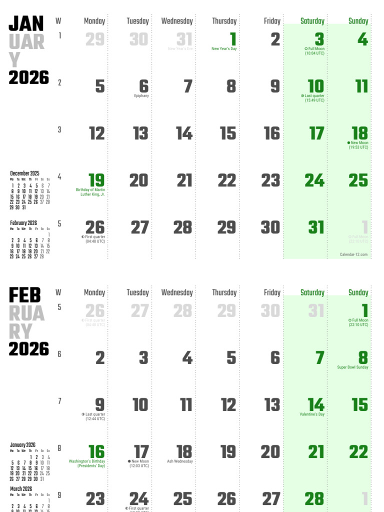 January - December 2026 | PDF | Easter | Observances