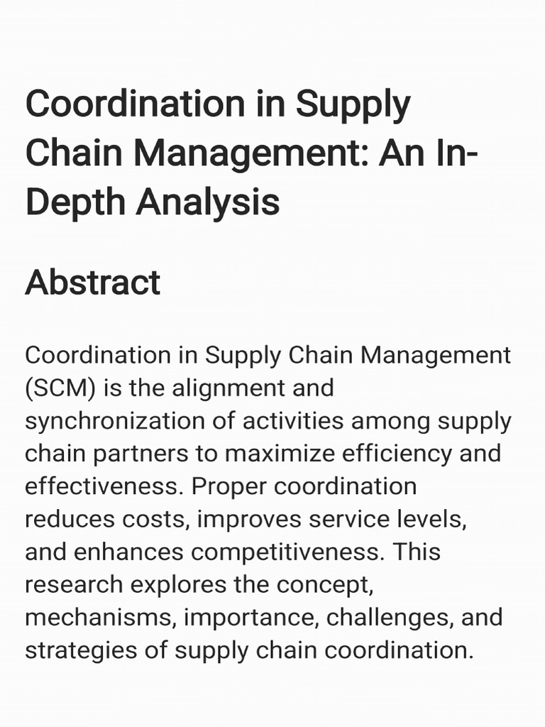 Coordination in Supply Chain | PDF