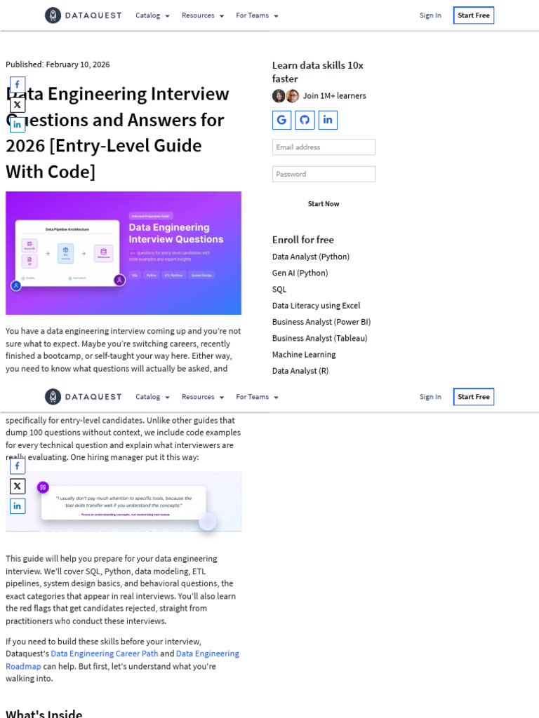 Data Engineering Interview Questions and Answers For 2026 | PDF ...