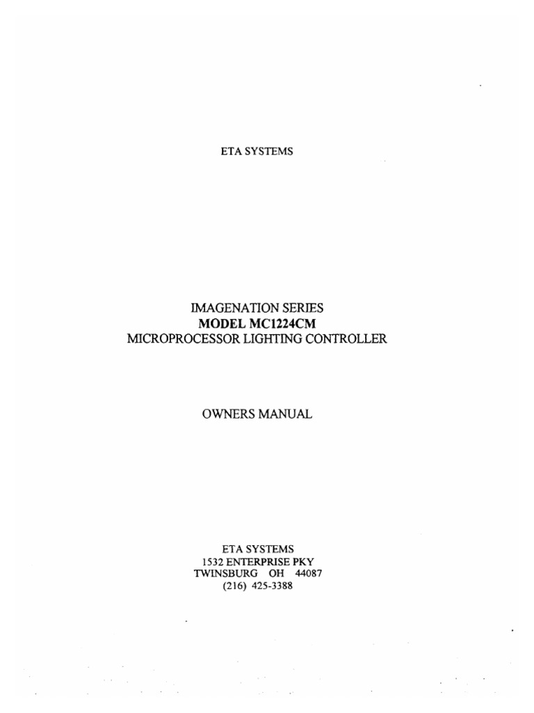 ETA Systems MC1224CM UltraPlex Lighting Control Console Owner's Manual ...