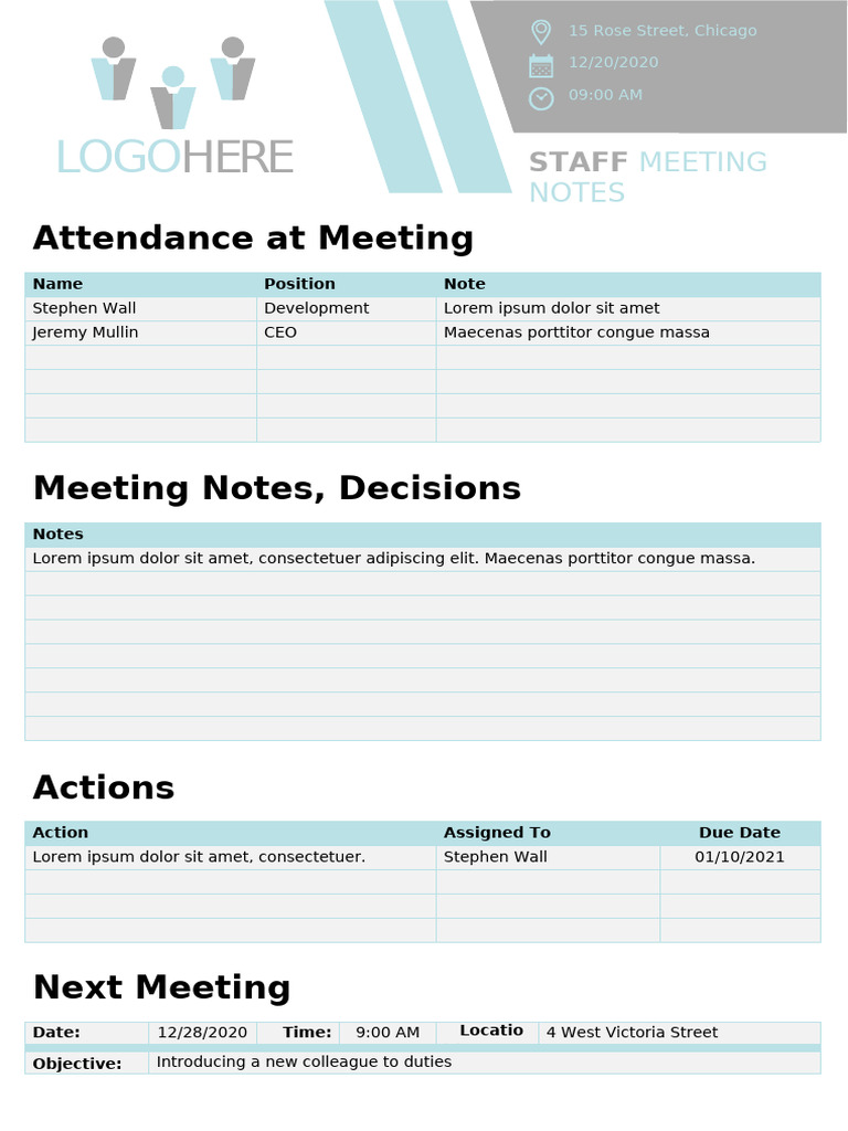 (ENG) Staff Meeting Notes Template | PDF