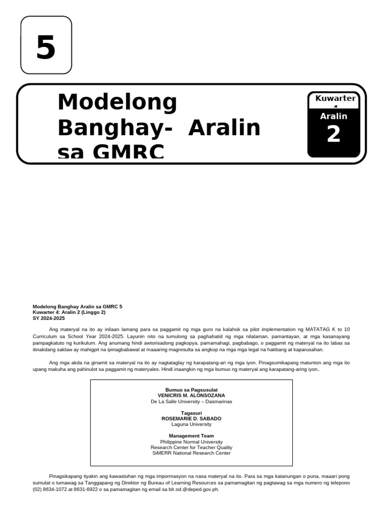 q4 - Le - GMRC 5 - Lesson 2 - Week 2 (Final) | PDF