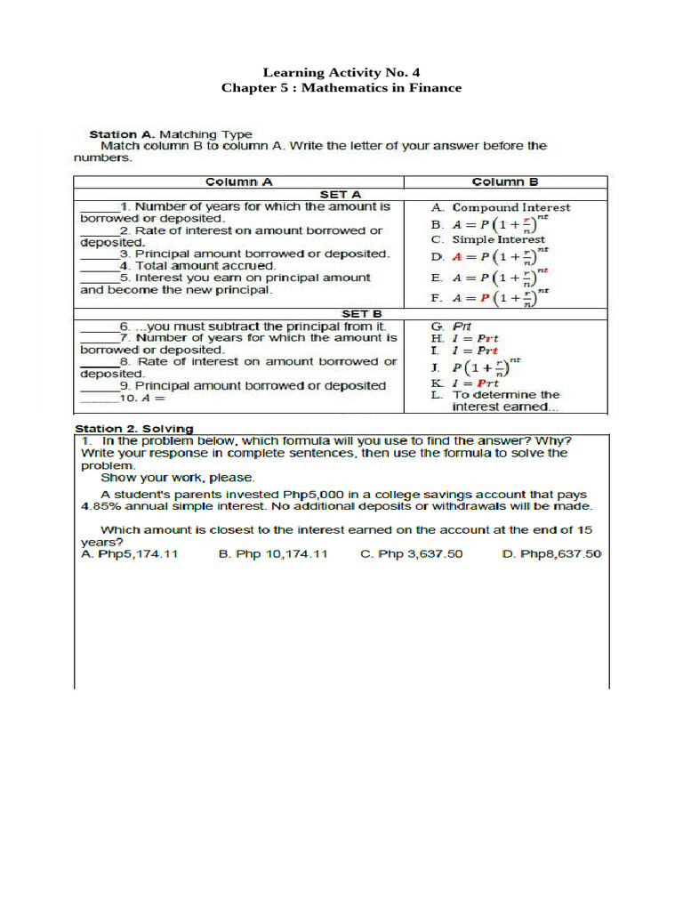 Module5 - Lesson 1 - Simple and Compound Interest | PDF