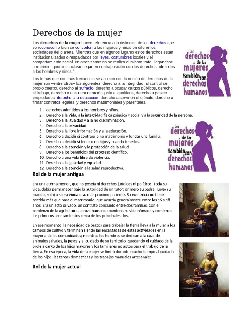 Derechos de La Mujer | PDF | Derechos de las mujeres | Discriminación y ...