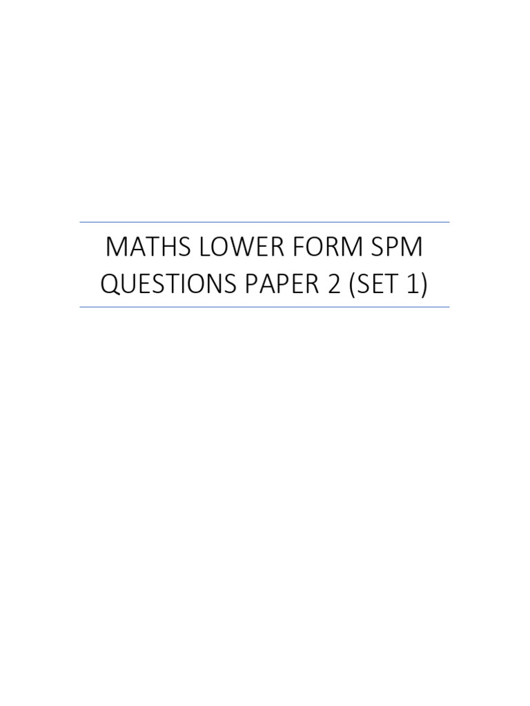 Maths Lower Form Paper 2 (Set 1) | PDF