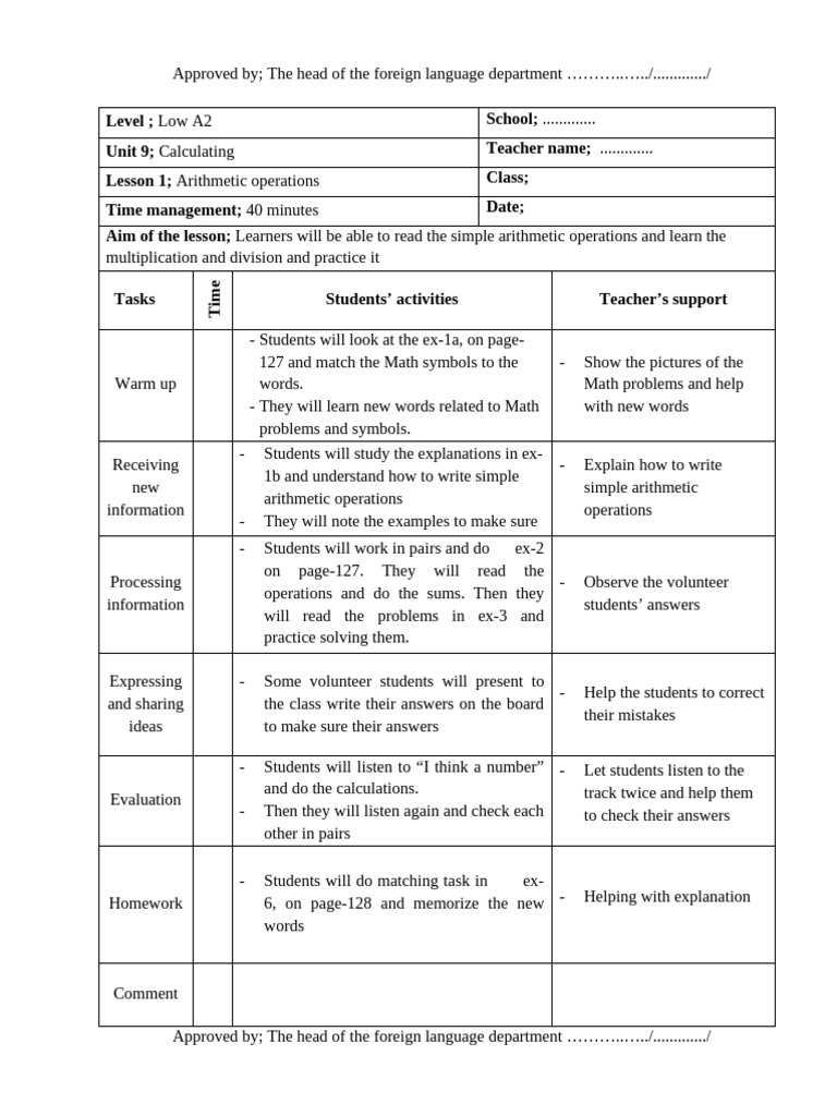 9th Grade 3rd Term Lesson Plan New | PDF