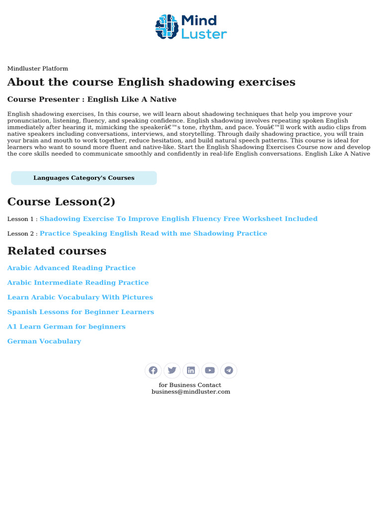 English Shadowing Exercises Course Content | PDF