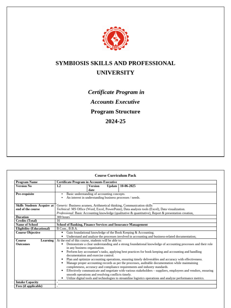 Updated PPR-Certificate Program in ACCOUNTS EXECUTIVE - V2 | PDF ...