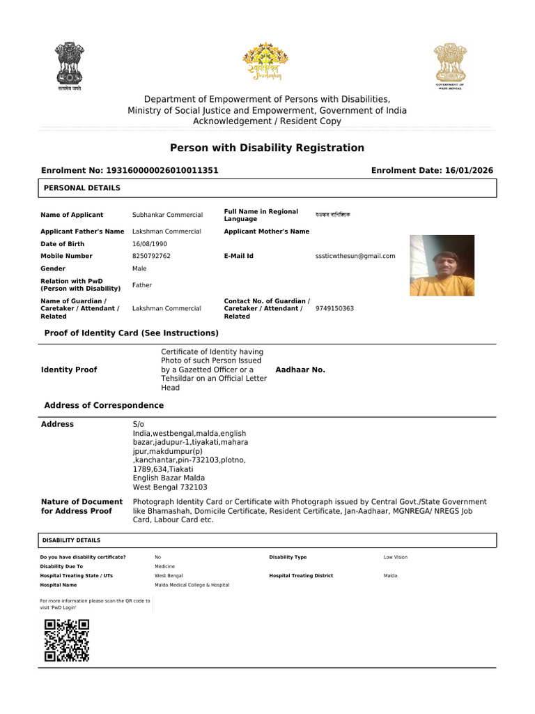 Application 20260116 - 104703 | PDF | Identity Document | Disability
