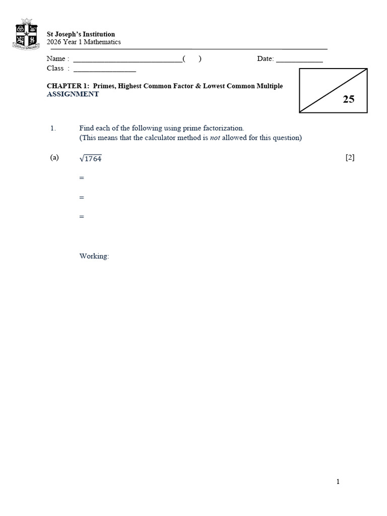 2026 Chapter 1 Assignment | PDF | Elementary Mathematics | Discrete ...