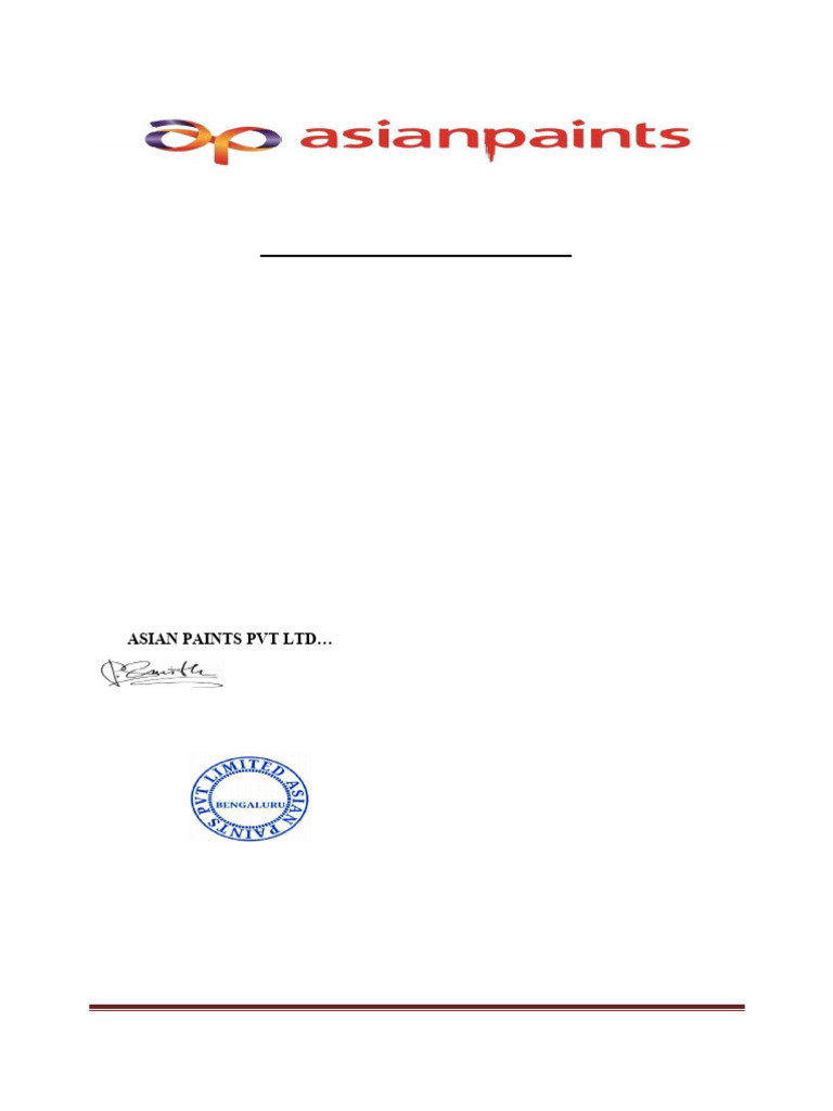 Asian Paints PVT LTD | PDF