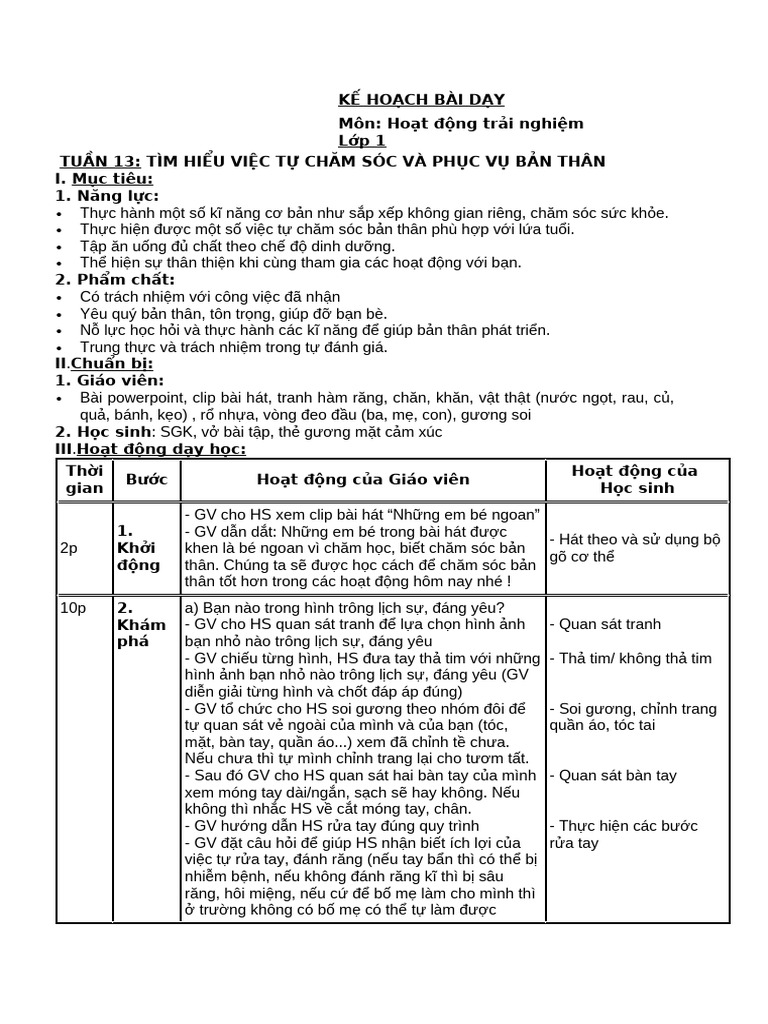 Kế Hoạch Bài Dạy | PDF