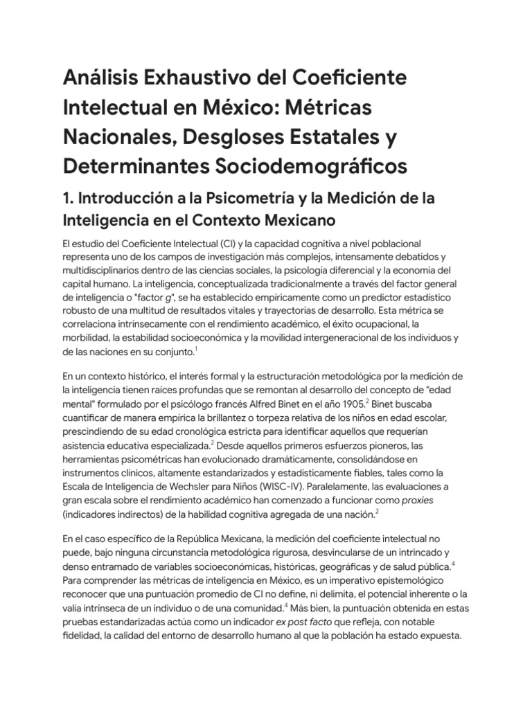 Coeficiente Intelectual en México y Estados | PDF | Cociente de ...