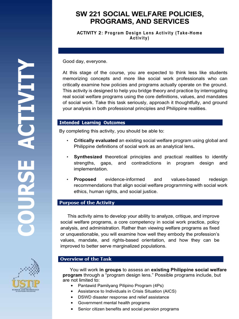 ACTIVITY NO.2 Program Design Lens Activity | PDF | Value (Ethics) | Policy