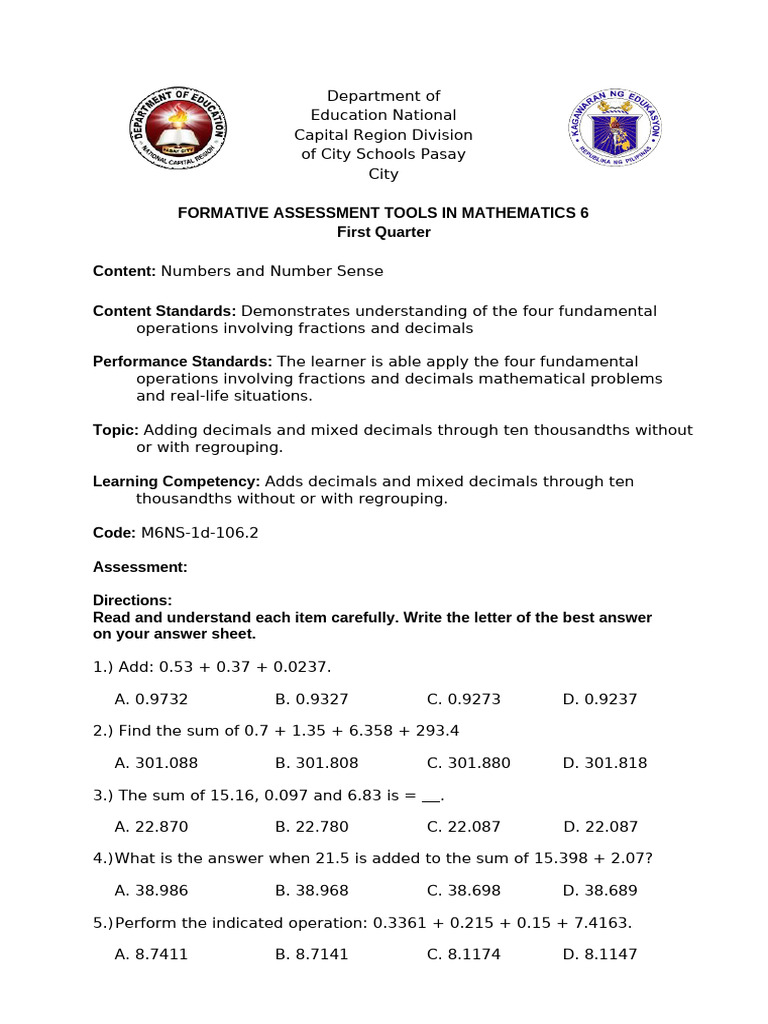 Worktext in Mathematics 6 (1st To 4rth) | PDF | Multiplication | Numbers