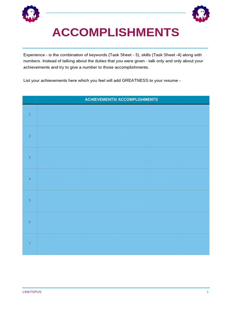 Task Sheet - 5a (Experience) | PDF