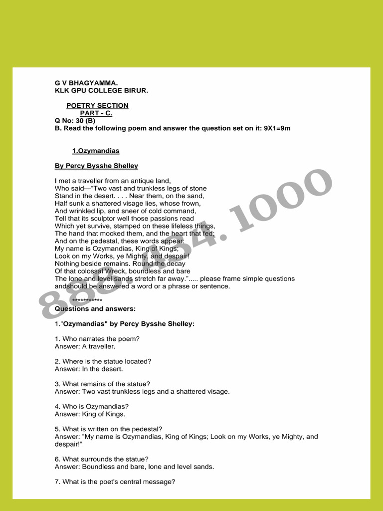 Ii Pu Eng Poems Note | PDF