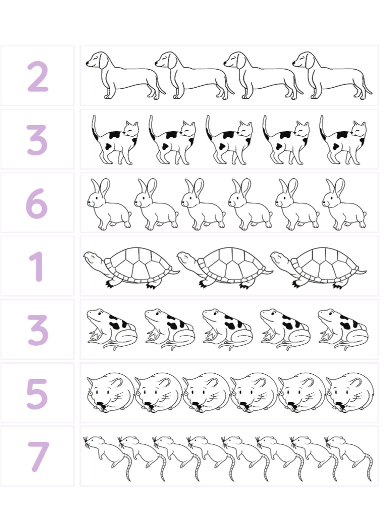 Count & Color Animals Worksheet | PDF