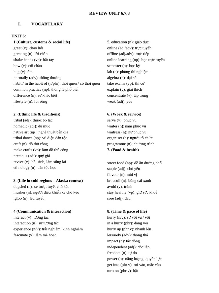 Review Unit 6 | PDF