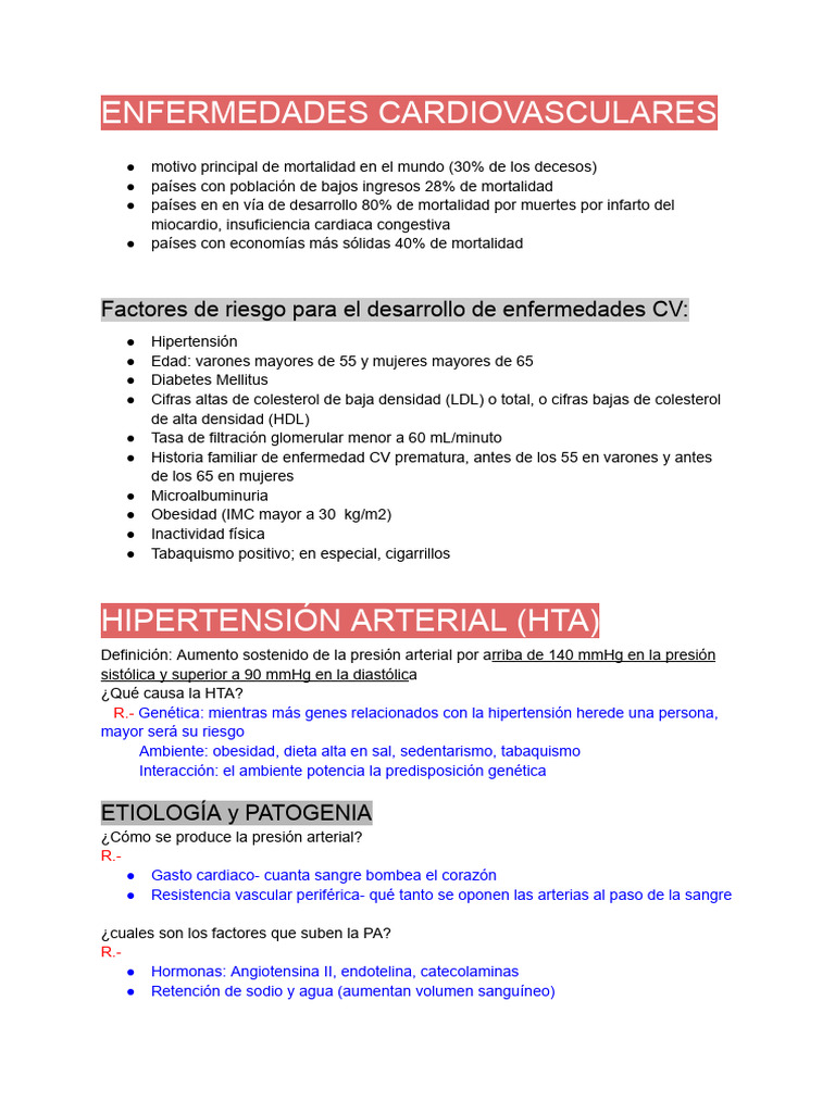 Enfermedades Cardiovasculares | PDF | Hipertensión | Infarto de miocardio