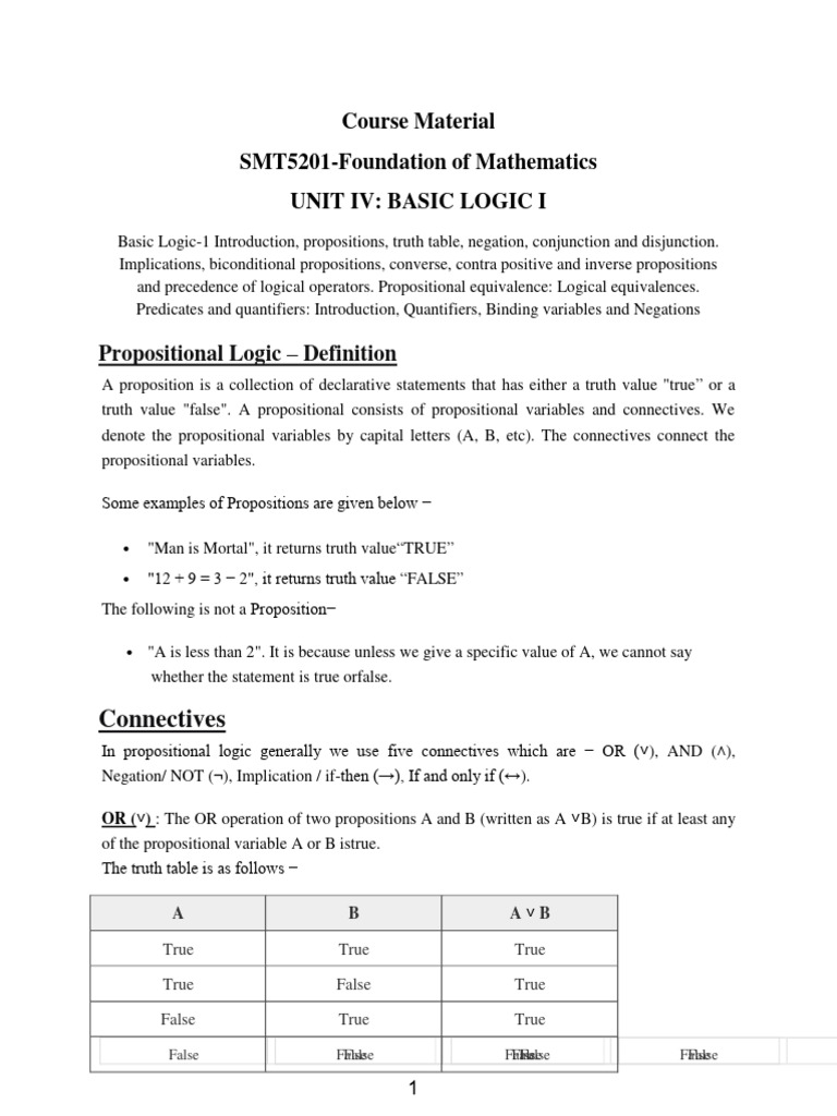 ch1 Notes | PDF | Mathematical Proof | First Order Logic