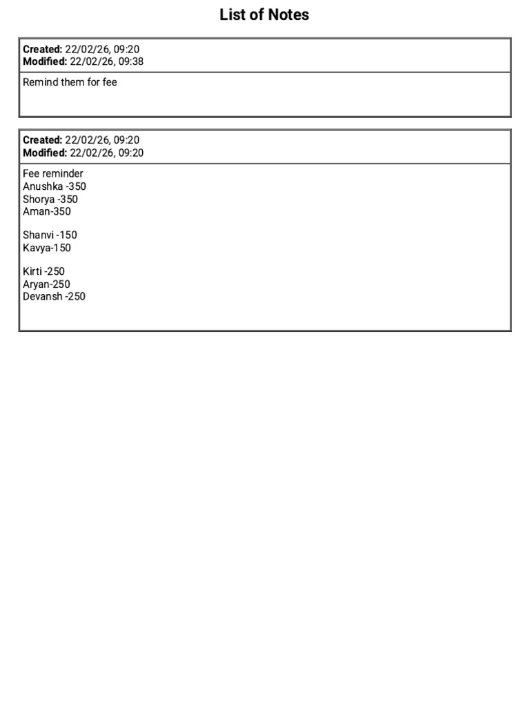 MultiNotes Document | PDF