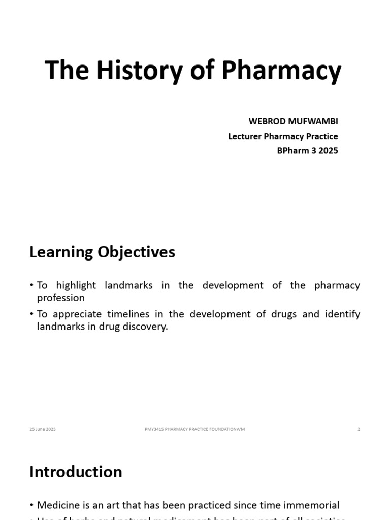 The History of Pharmacy 2025-1 | PDF | Pharmacy | Pharmacist
