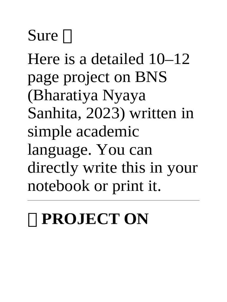 Project BNS ASSIGNMENT | PDF | Crimes | Crime & Violence