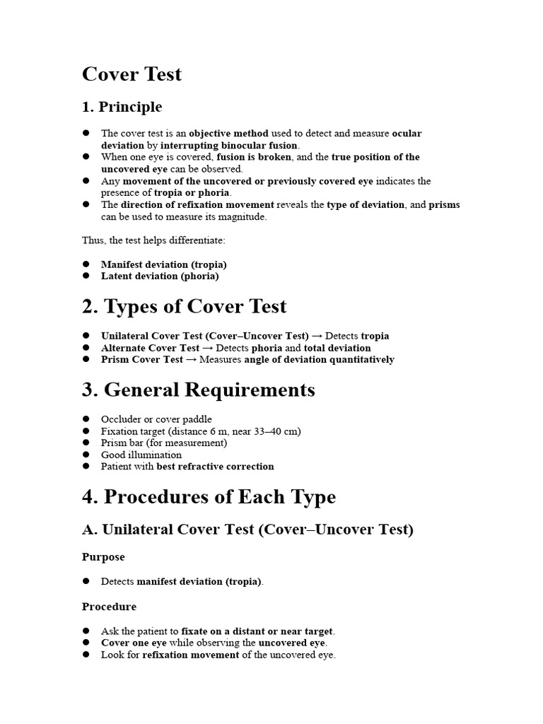 Cover Test Lab | PDF | Senses | Eye