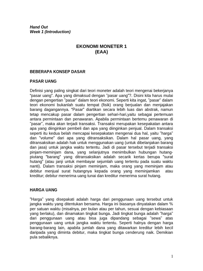 Week 1, Hand Out (Introduction) | PDF