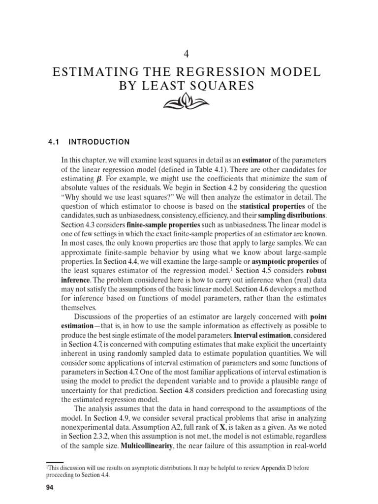 Chapter 4 Extracted G Book | PDF | Ordinary Least Squares | Estimator