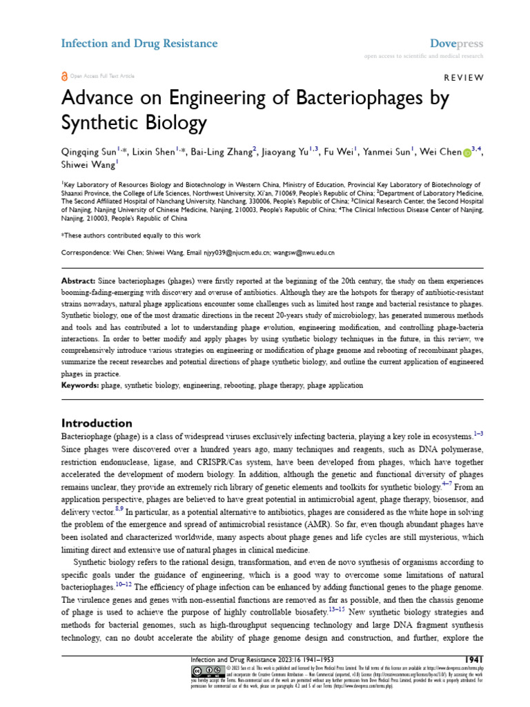 IDR 402962 Advance On Engineering of Bacteriophages by Synthetic Biolog ...