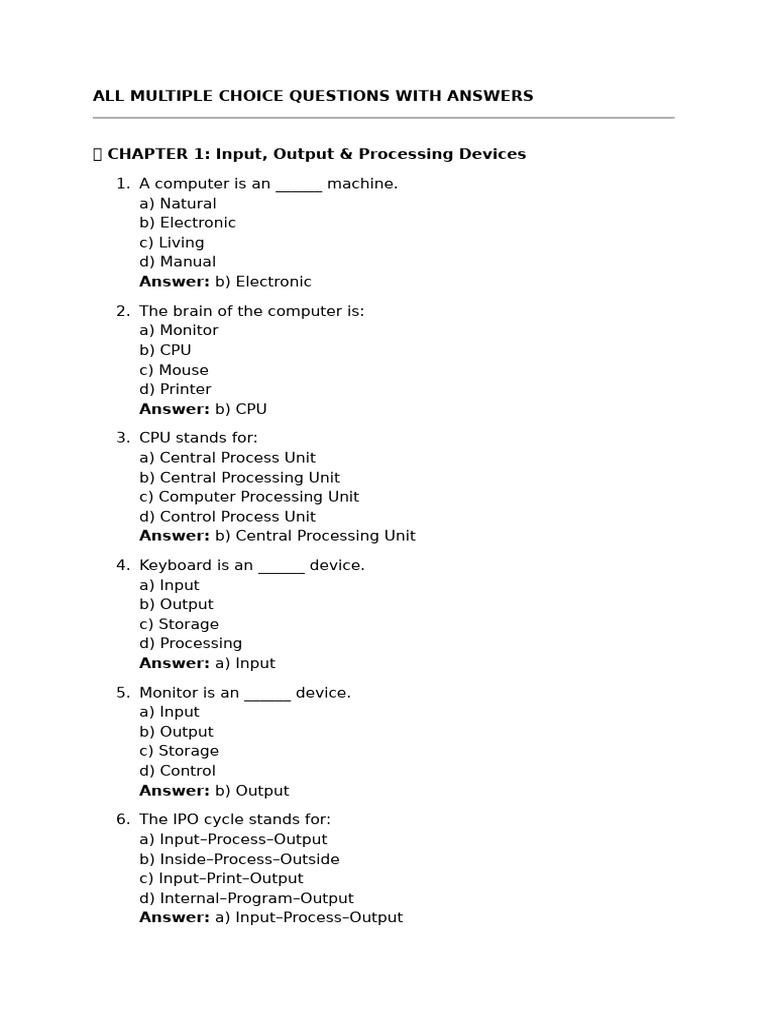 Class 4 Question Bank | PDF | Computer File | Input/Output