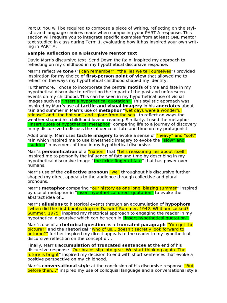 Discursive ReflectionPart B | PDF