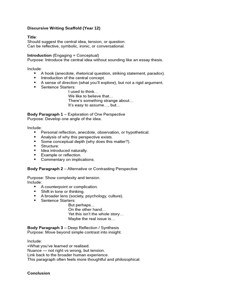 Discursive Writing Scaffold | PDF | Idea | Essays