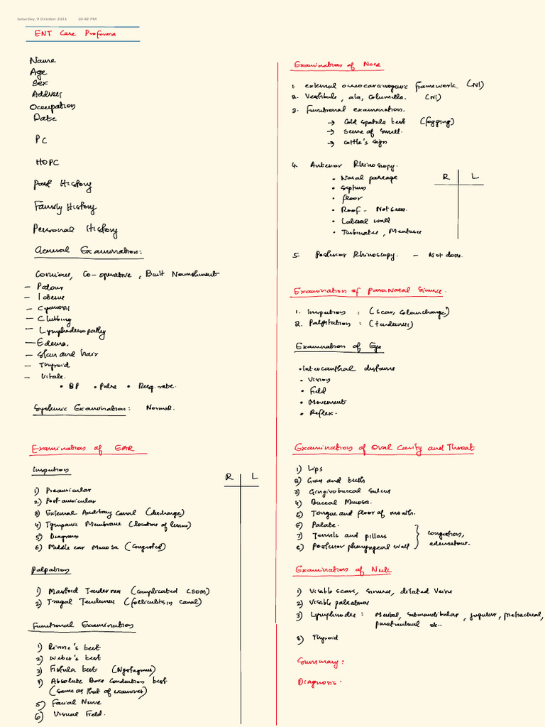 ENT Case Proforma | PDF
