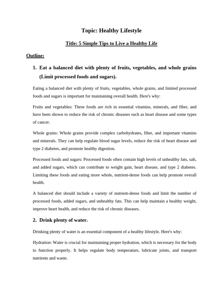 5 Simple Tips To Live A Healthy Life | PDF | Sleep | Healthy Diet