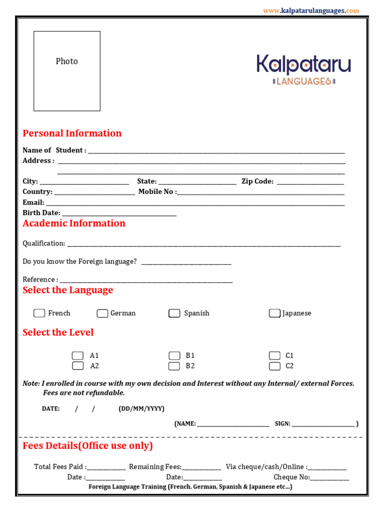 KL Course Registration Form 2023 | PDF